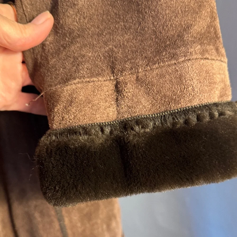 Gallery Brown Teddy Jacket with Fur Trim